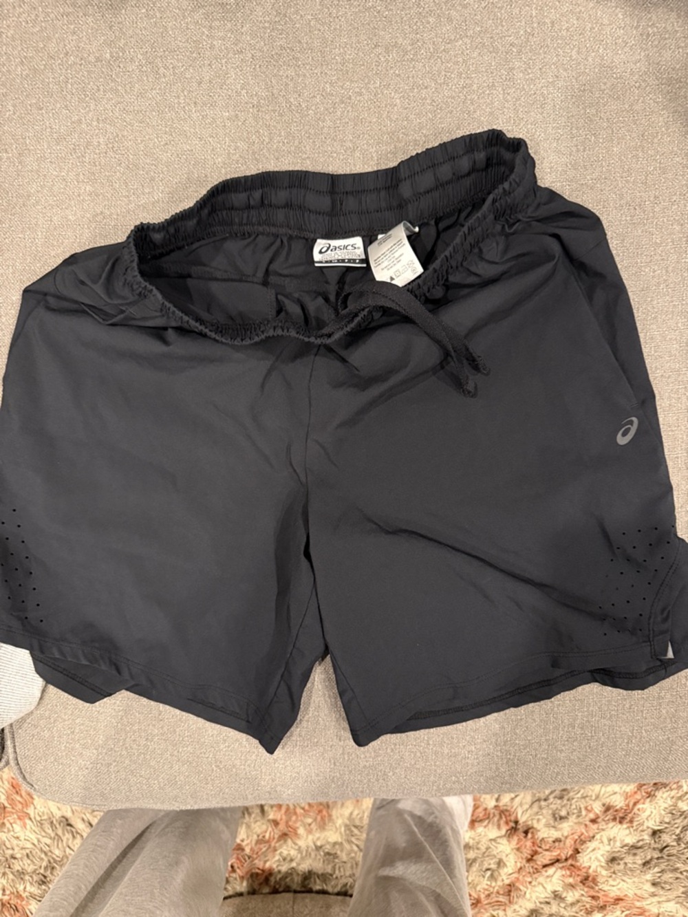 ASICS Men's Black Athletic Running Shorts with Drawstring